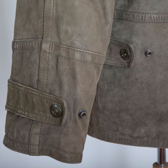 Soft Suede Leather Jacket - Green - Picture 10 of 10